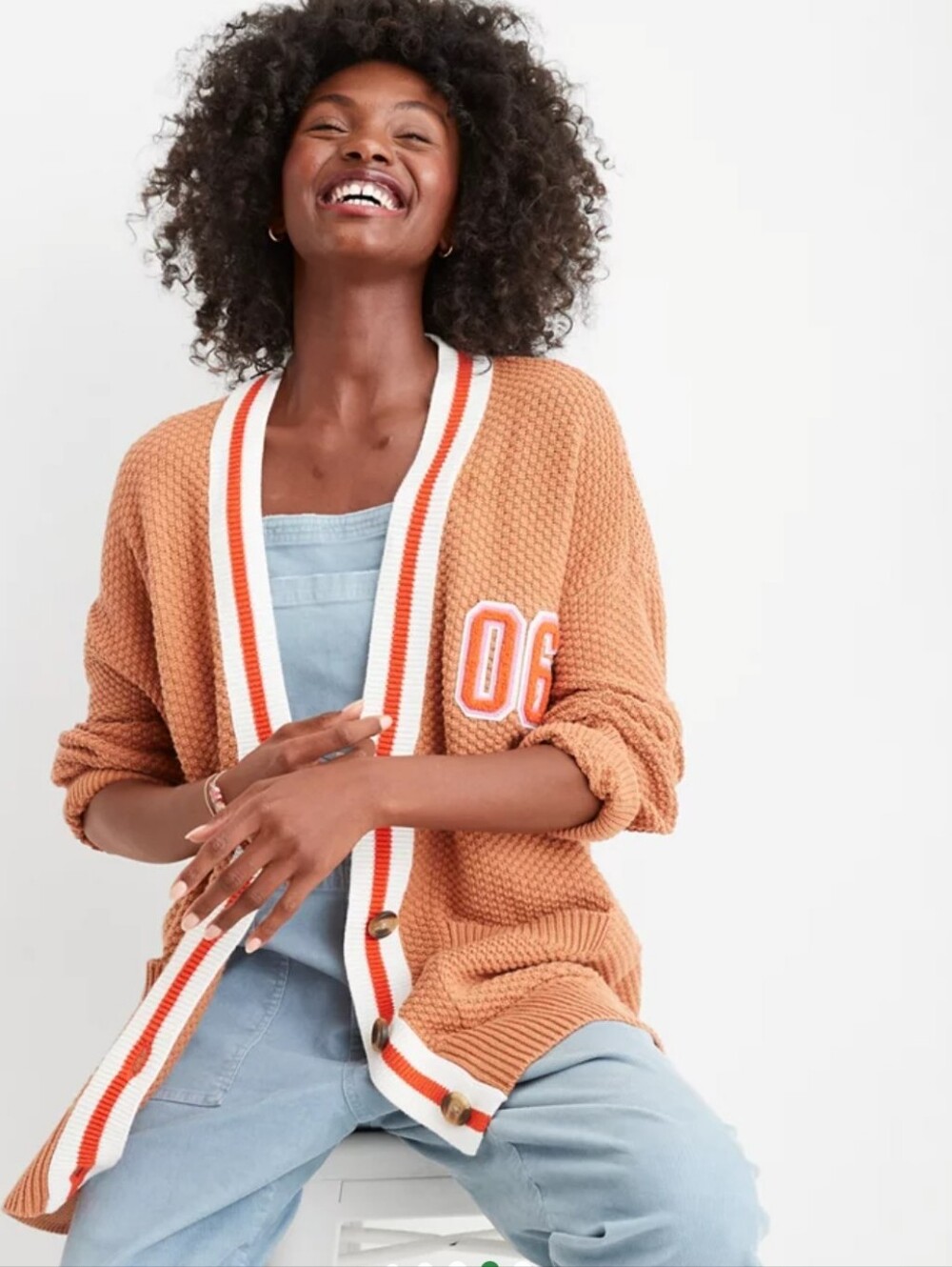 Aerie Oversized Varsity Cardigan In Rust Size Xs